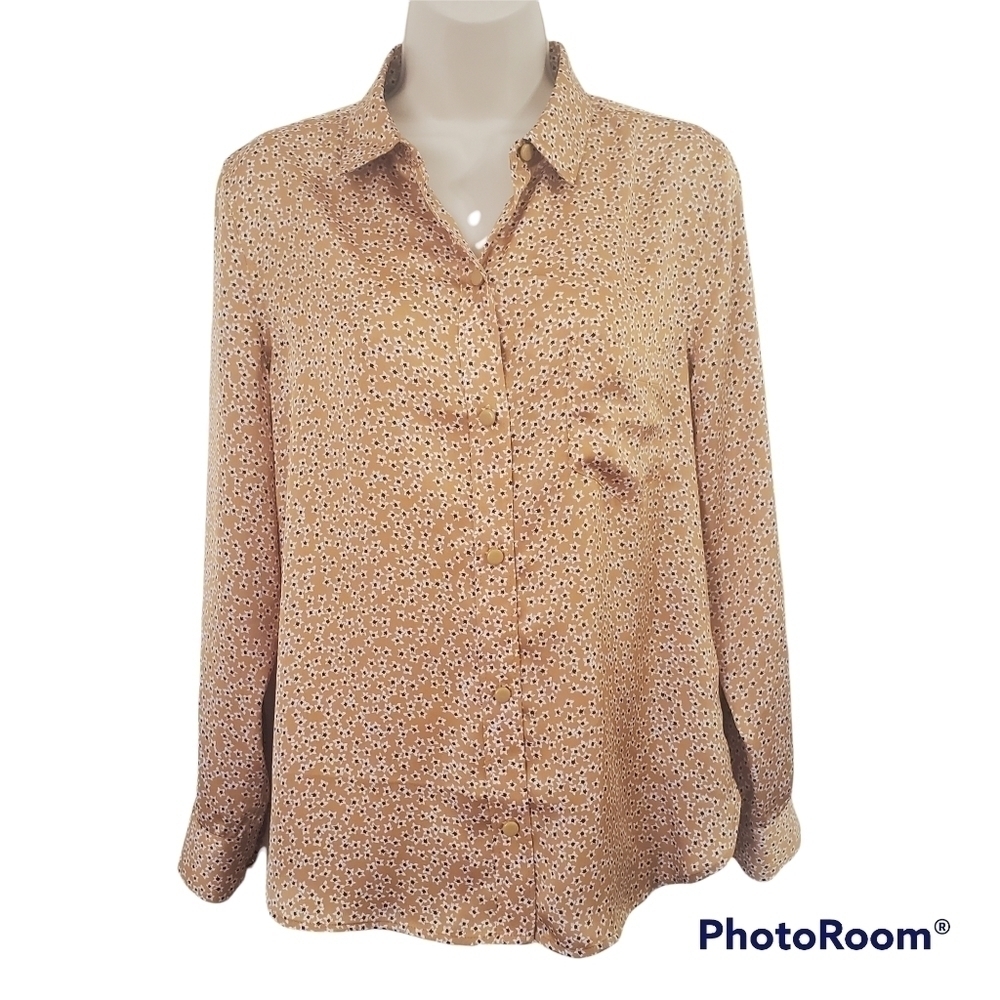 EQUIPMENT Leema Shirt in Ocre Multi Yellow Size S